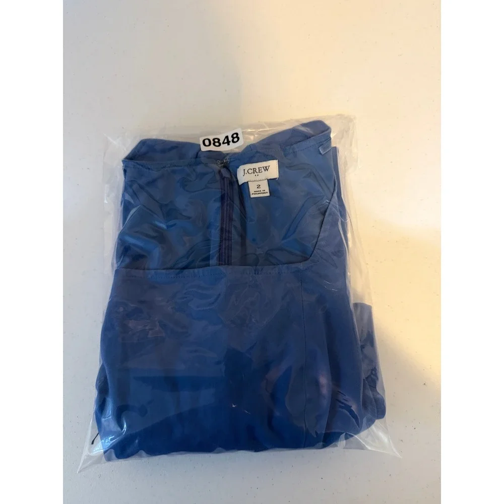 J.Crew Sheath Dress Women Size 2 Blue Excellent‎ Short Sleeve Square Neck BY040
